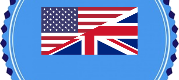 Flaga angielska z napisem english