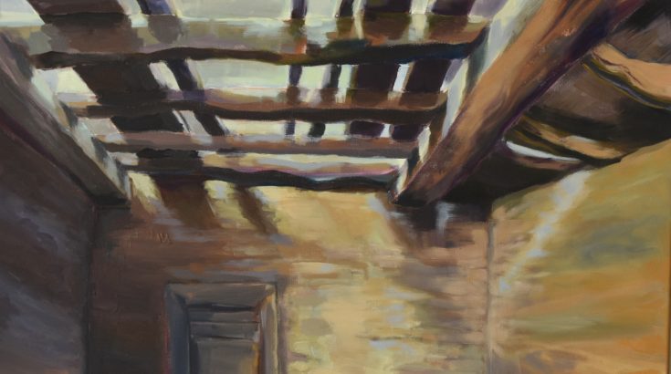 Obraz wnetrza drewnianej chaty