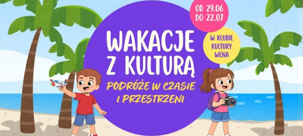 napis wakacje z kulturą widok moprza i palm