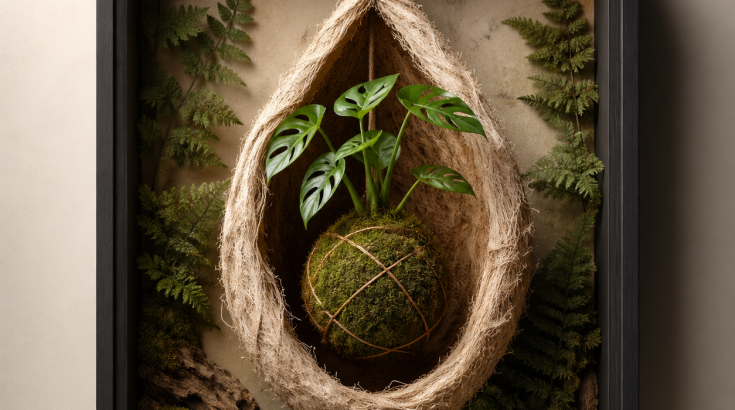 Kokedama w ramce